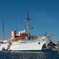Dänische Königsyacht DANNEBROG (Bj. 1932) in Kopenhagen.